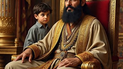 يحكى أن ملك إحدى القبائل وأبنه