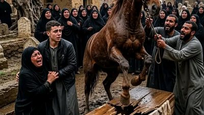 حصان اقتحم المقاپر أثناء جنازة مزراع